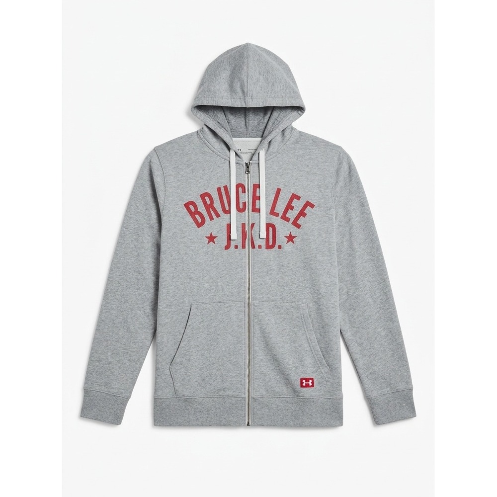 Under Armour Roots of Fight Bruce Lee JKD Hoodie Mens Large Gray Zip Up